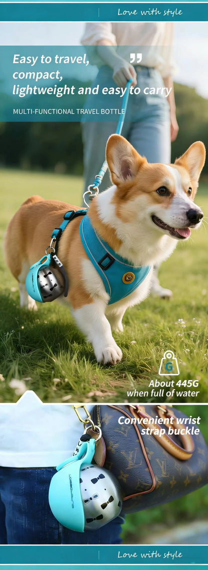 犬用 折りたたみウォーターボトル｜携帯用・漏れ防止・コンパクト設計｜お散歩・アウトドアに最適（ストラップ付き）