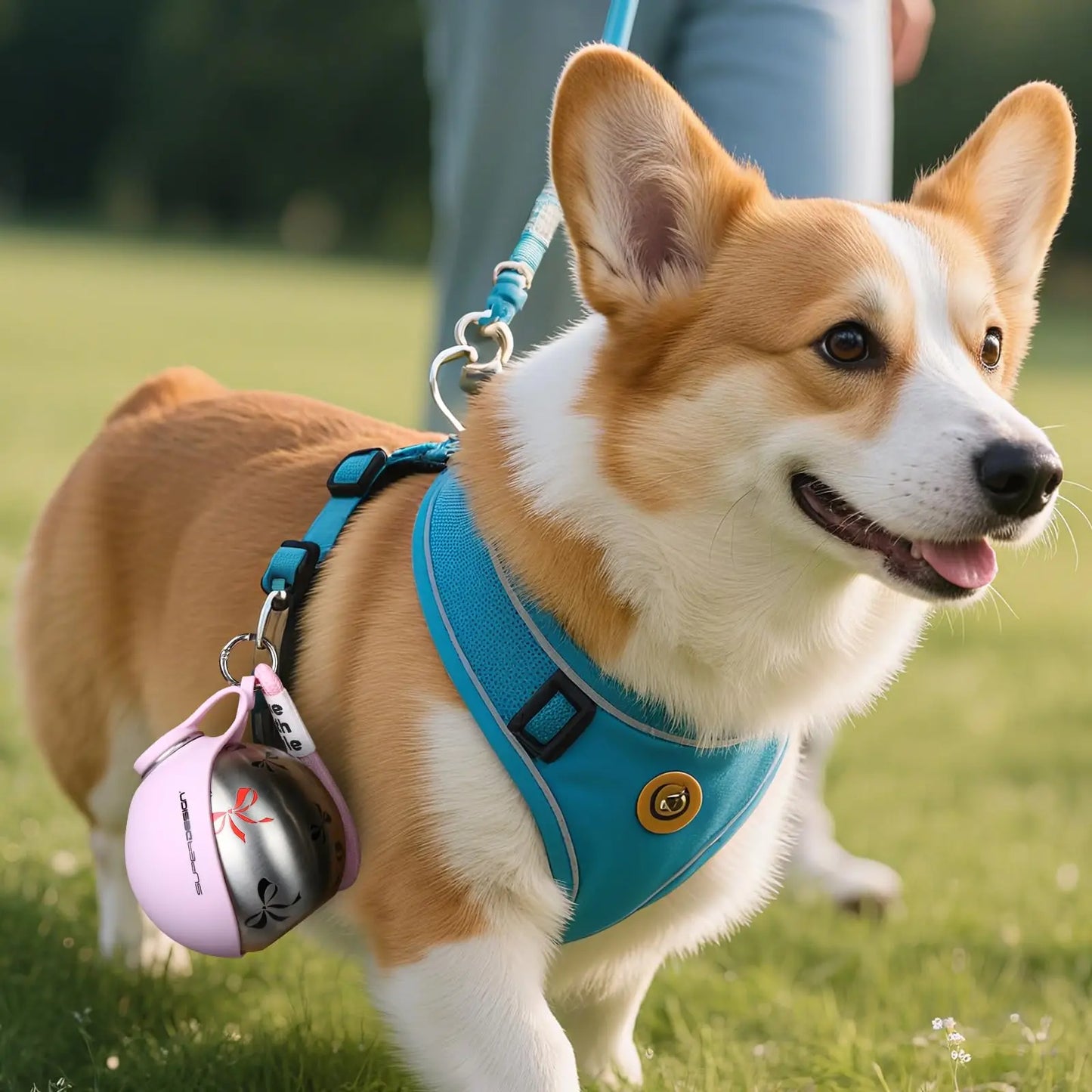 犬用 折りたたみウォーターボトル｜携帯用・漏れ防止・コンパクト設計｜お散歩・アウトドアに最適（ストラップ付き）